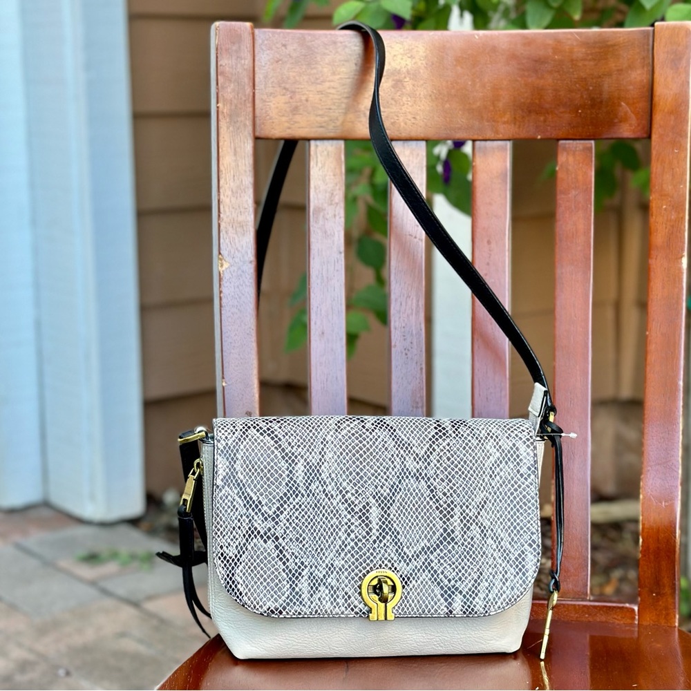 Fossil Maya Small Flap Crossbody Bag - Taupe Snake Color - NWOT